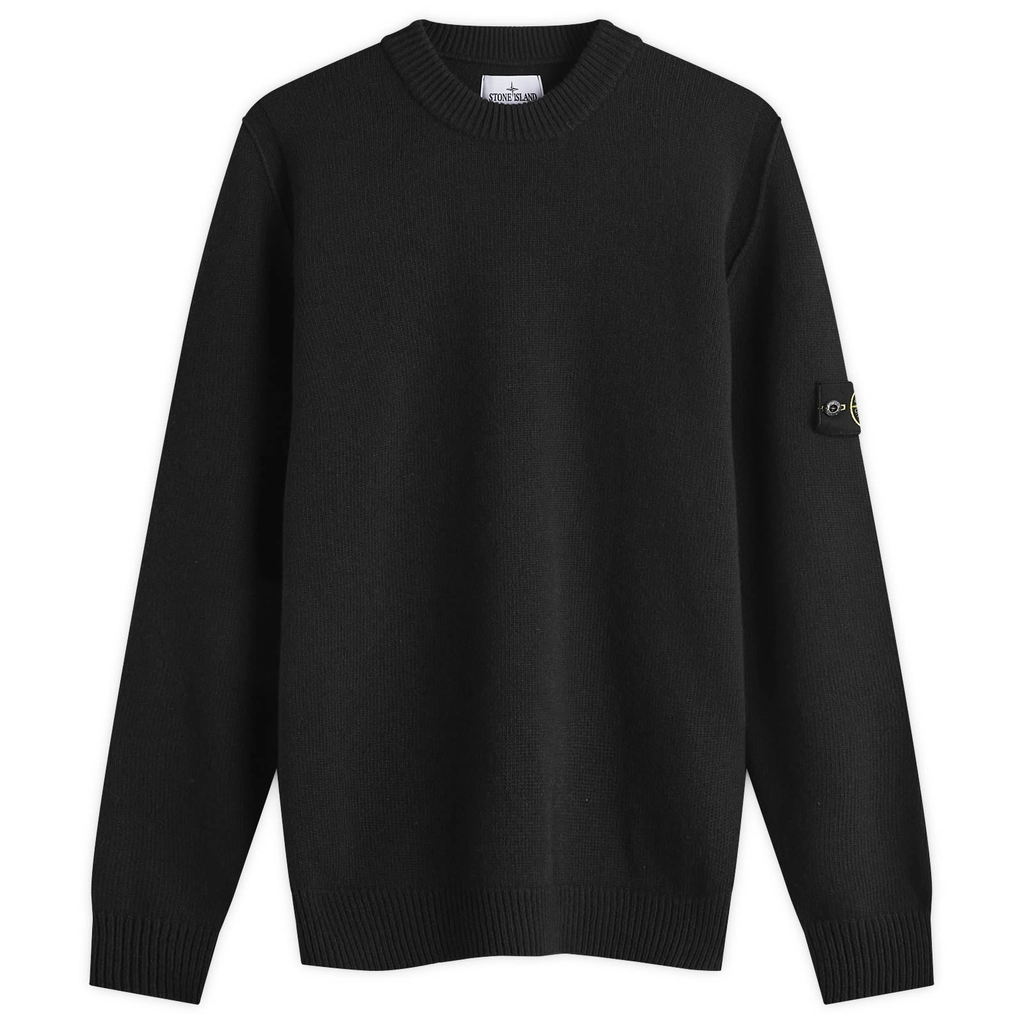 Stone Island Men's Reverse Seam Lambswool Crew Neck Jumper Black